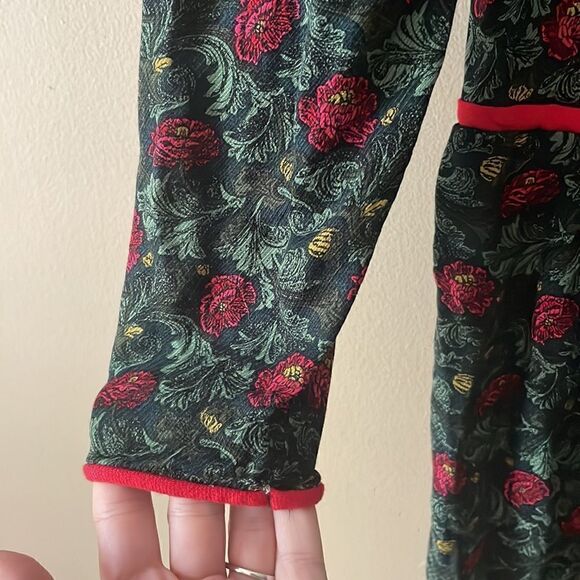 Tanner Women's Vintage 1980s Red & Green Floral Midi Dress Size 6 - Picture 7 of 10